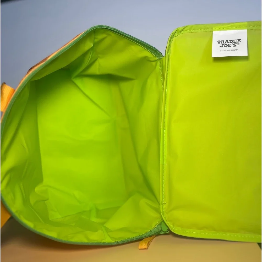 Trader Joes Mini Insulated Tote Bag Lime Green Teal Blue 1.5 Gallon Lunch NWT